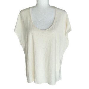 LN Nation LTD Cream & Metallic Silver Scoop Neck Short Sleeve Tee - OS